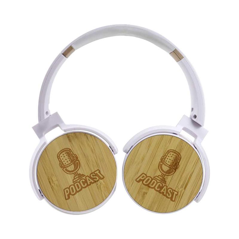 Bluetooth Headphone with Touch of Bamboo with Logo